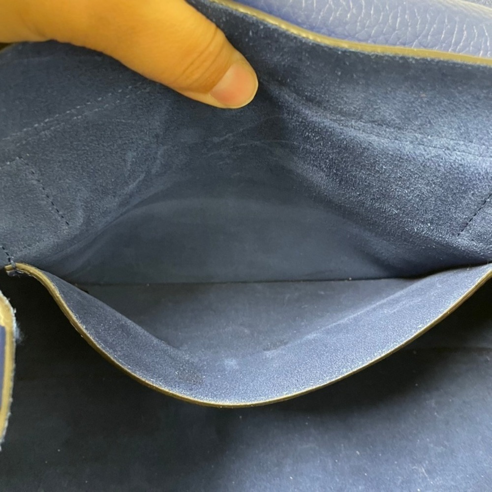 Mulberry Alexa Satchel Bag Blue Pebbled Leather Gold Hardware Dust Bag Excellent - Picture 9 of 11